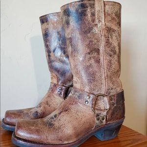 Frye Harness Boots, 12R, Distressed Brown, Size 9